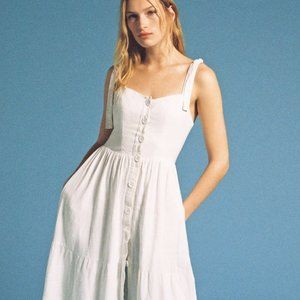 UO Positano Tie-Shoulder Midi Dress - White S